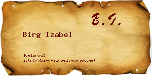 Birg Izabel névjegykártya